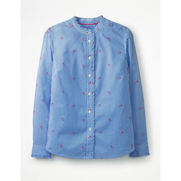 Boden Striped Cherry Print Cotton Mabel Long Sleeve Button Down Shirt size 4R - Picture 2 of 7